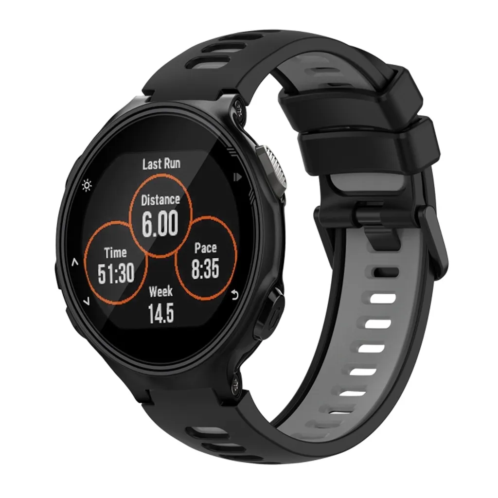 Garmin Forerunner 735XT Silikonarmband Svart/Grå