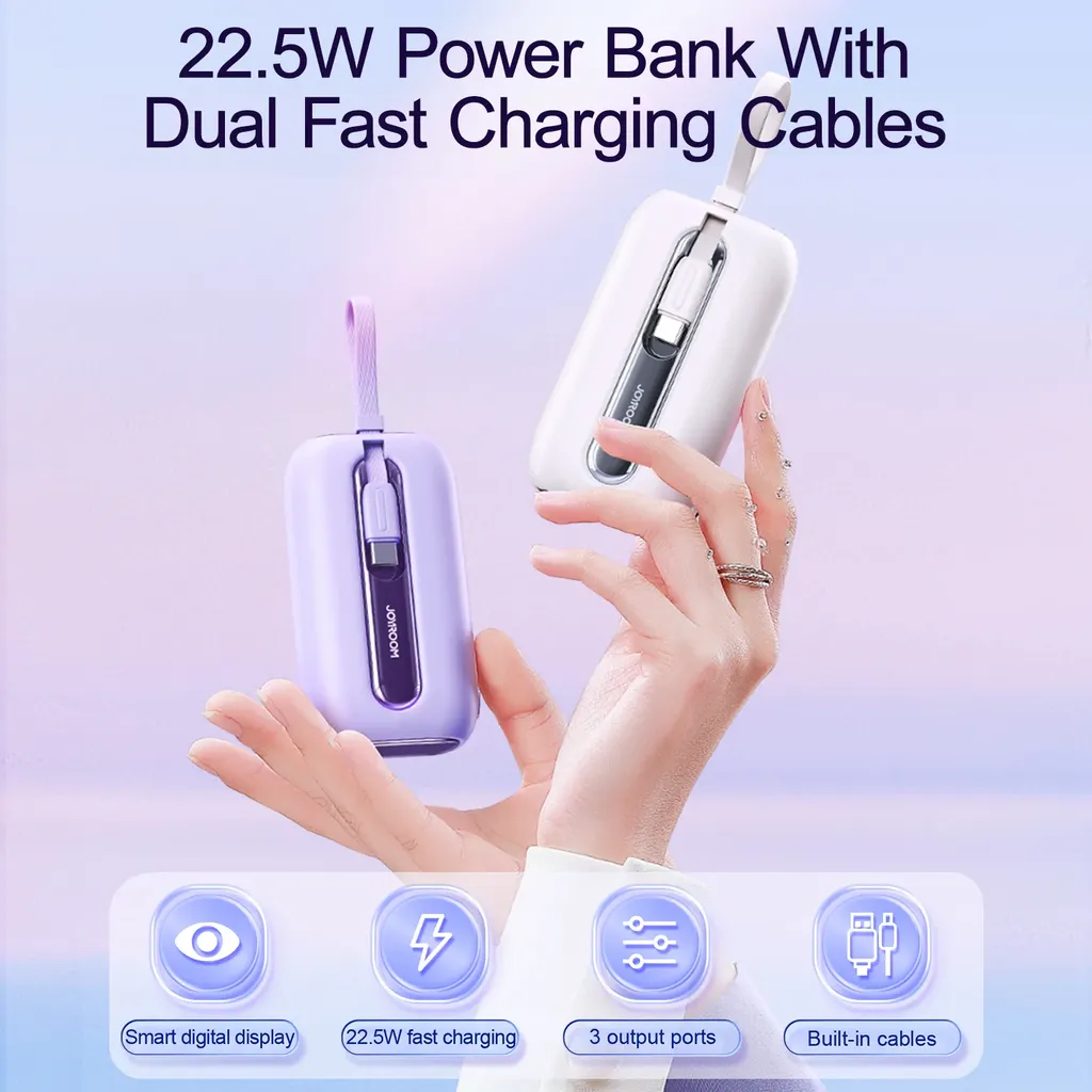 Joyroom Colorful 22.5W 10000mAh Powerbank Lila