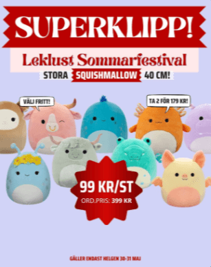 Stora squishmallows (40 cm) för 99 kr/st hos Leklust i Malmö