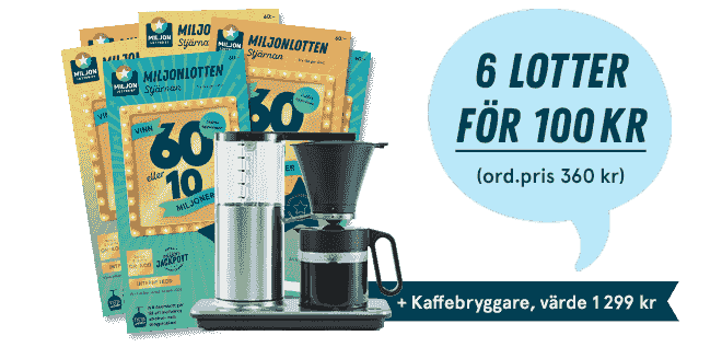 6 Miljonlotter för 100 kr med Wilfa Kaffebryggare