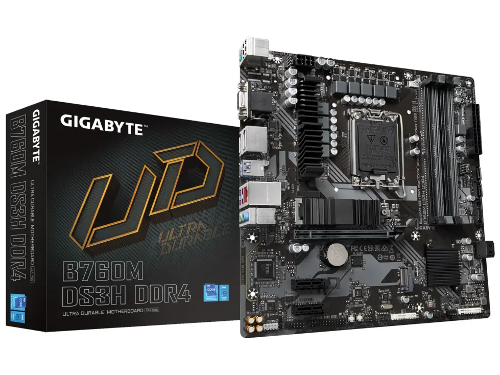 GIGABYTE B760M DS3H DDR4 Micro-ATX Moderkort