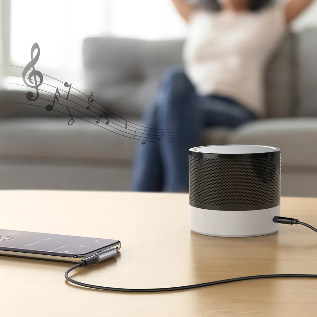 Ugreen vinklad USB-C till 3,5 mm adapter grå