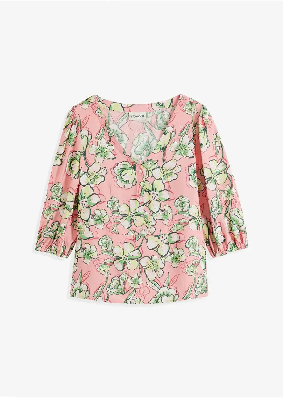 Feminin blus med blommigt mönster
