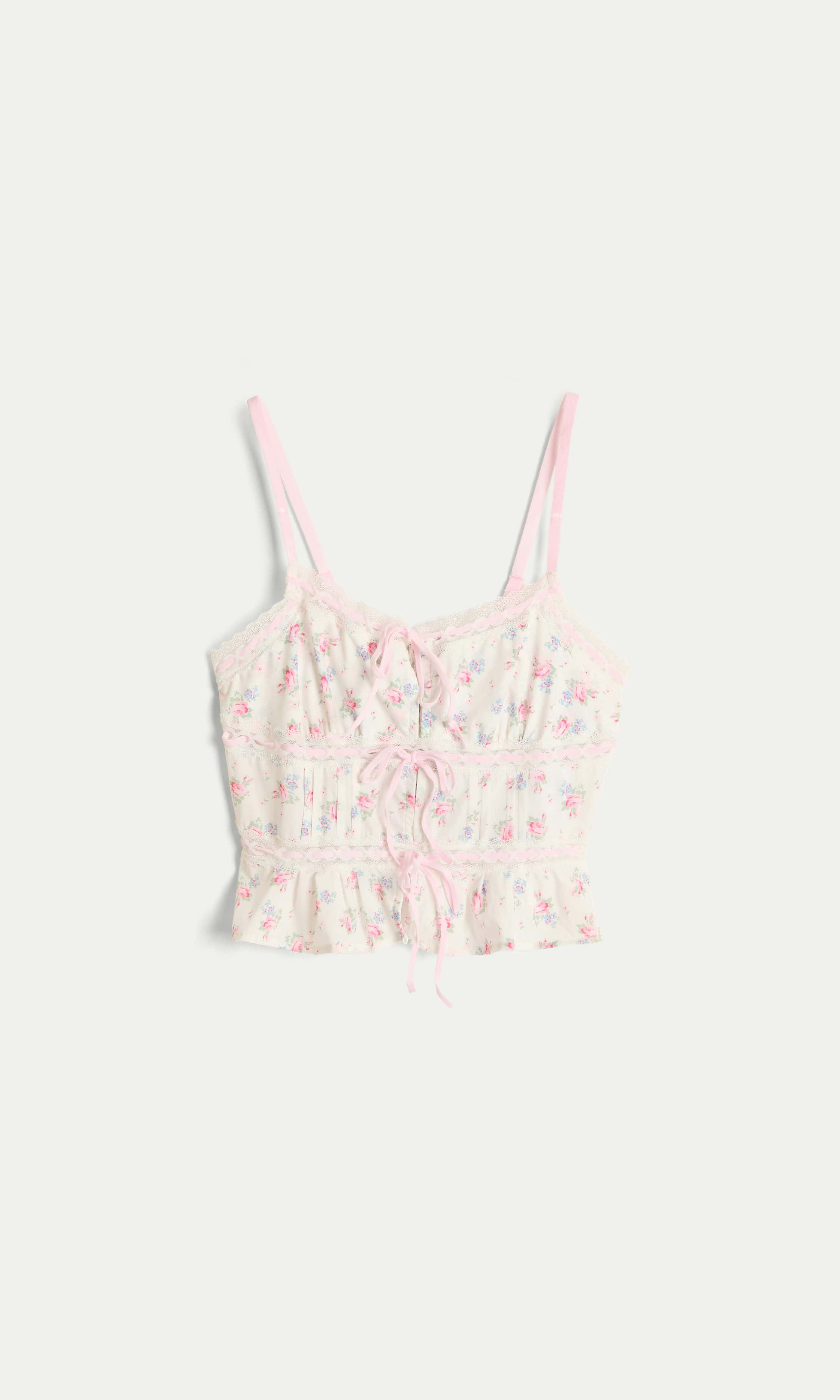 Flerfärgad blommig cami-top för dam