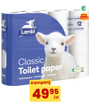Toalettpapper Classic 12P SOFT&STRONG LAMBI