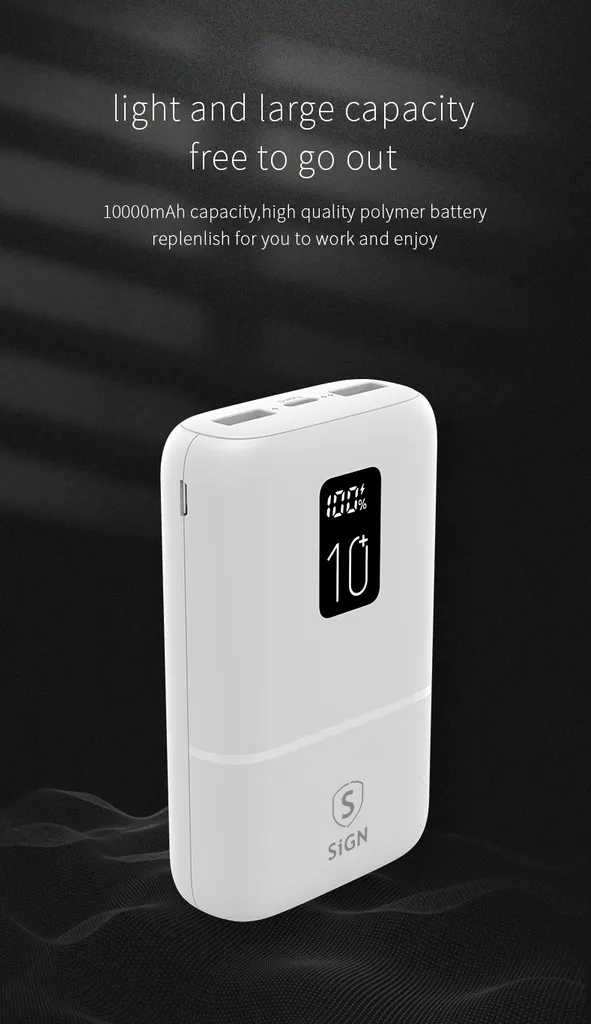SiGN Mini QC Powerbank med Display Vit