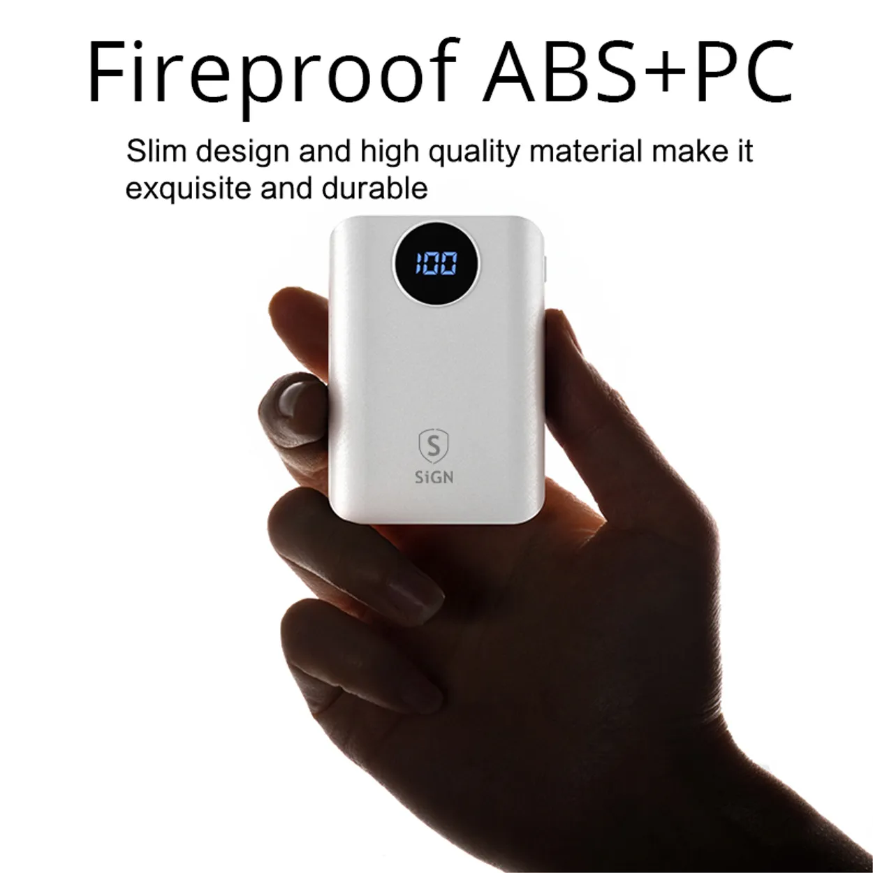 SiGN Mini QC Powerbank med Display Vit