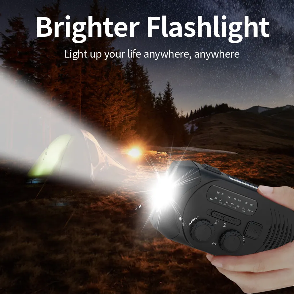 SiGN vevradio med solceller och ficklampa