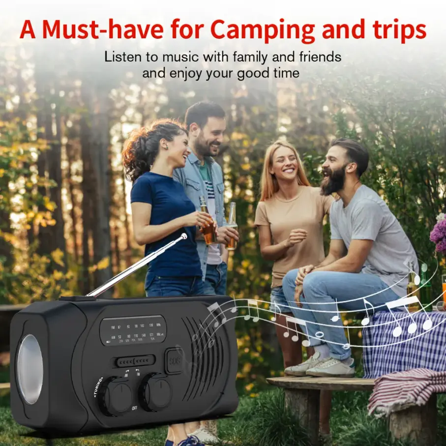SiGN vevradio med solceller och ficklampa