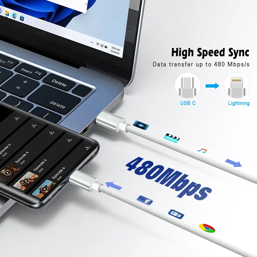 SiGN USB-C till Lightning-kabel 2 m vit