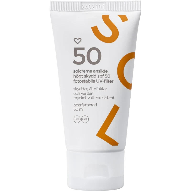 Hjärtats Oparfymerad Solkräm för Ansikte SPF 50