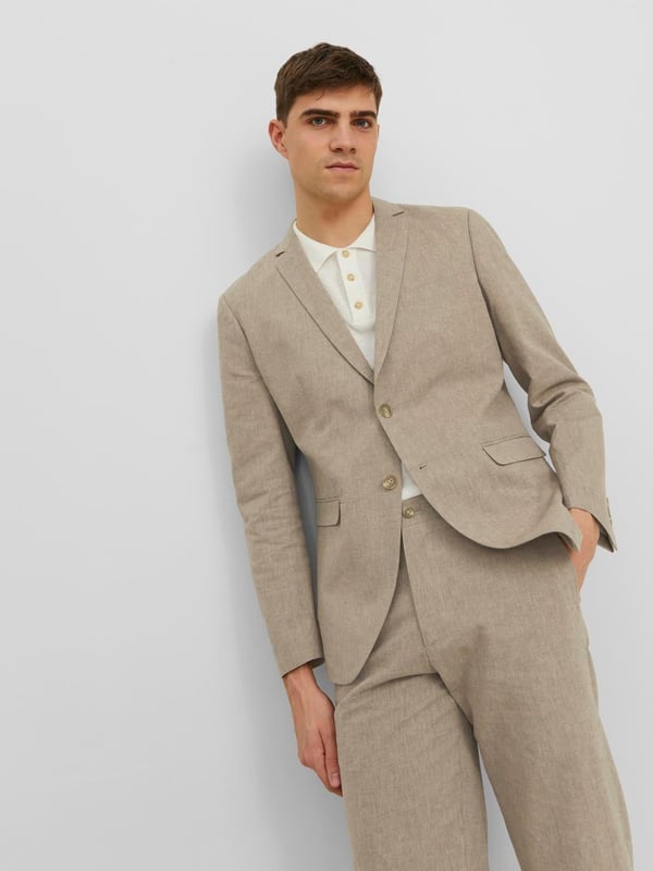 Jack & Jones Riviera Linen Slim Fit Blazer Beige