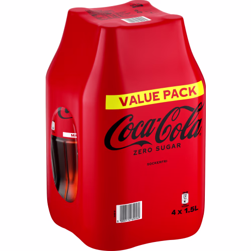 4 x Coca-Cola Zero läsk på PET-flaska