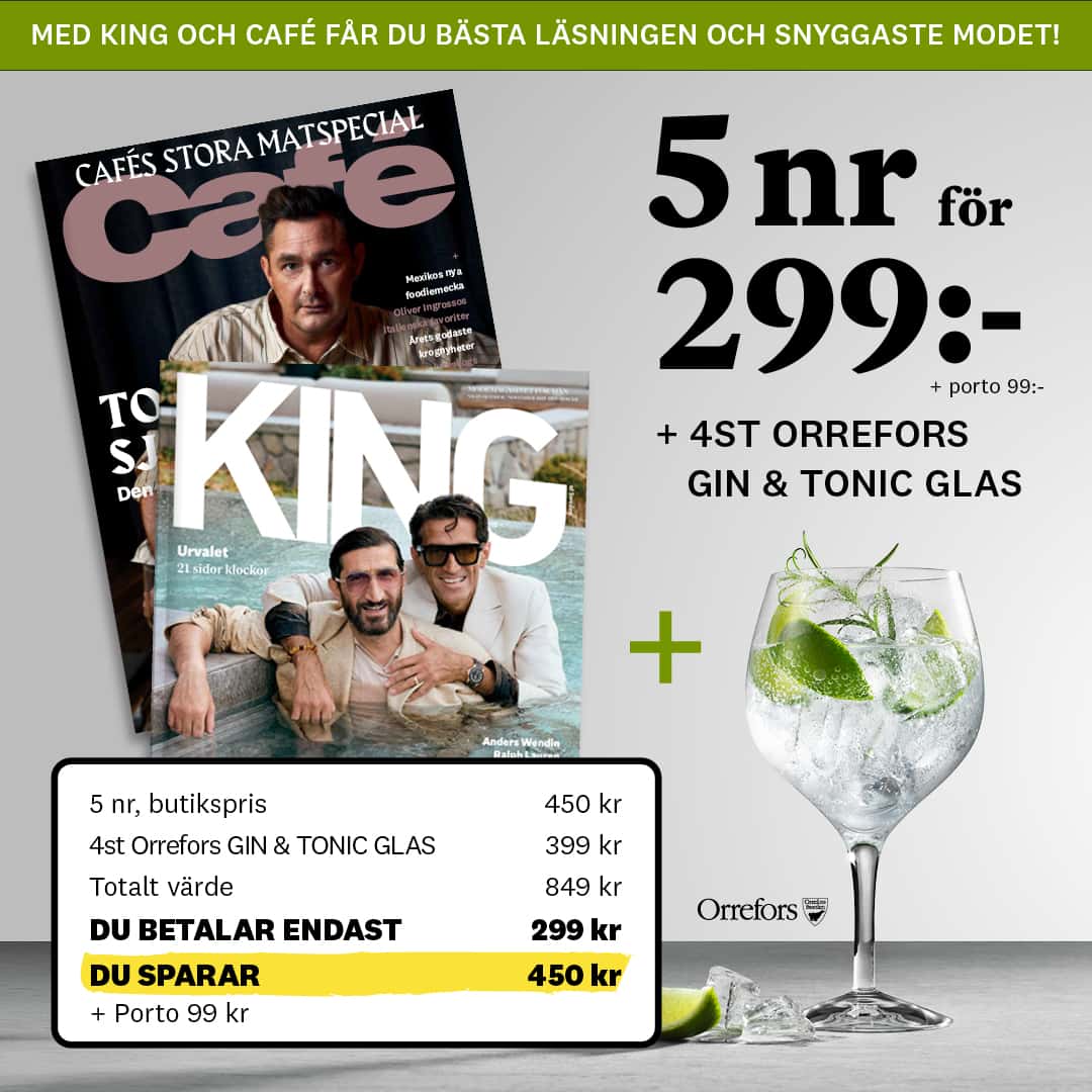 King & Café med Orrefors glas 4-pack