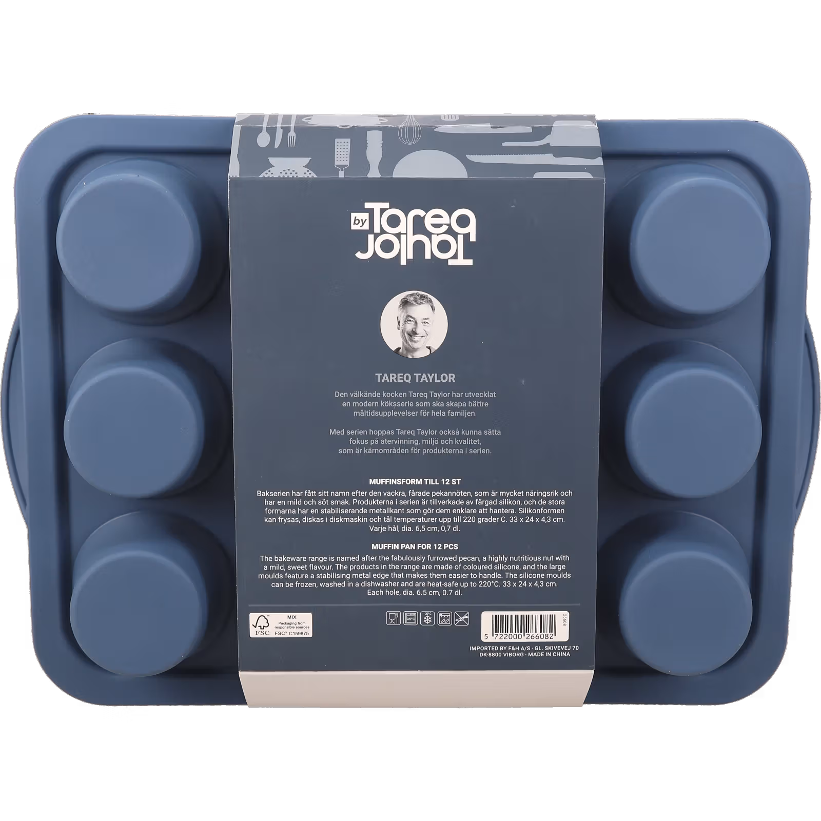 Blå muffinsform i silikon, 33x24x4 cm