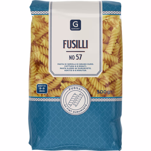 Fusilli pasta för enkel vardagsmatlagning. 500 g.