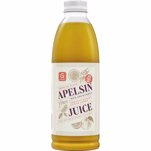 Apelsinjuice med fruktkött, naturlig smak