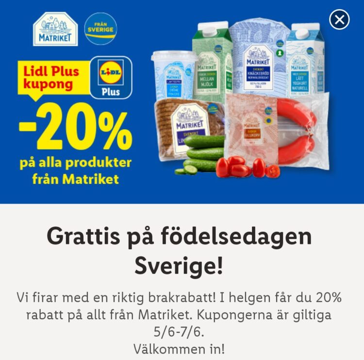 20% på varor från Matriket