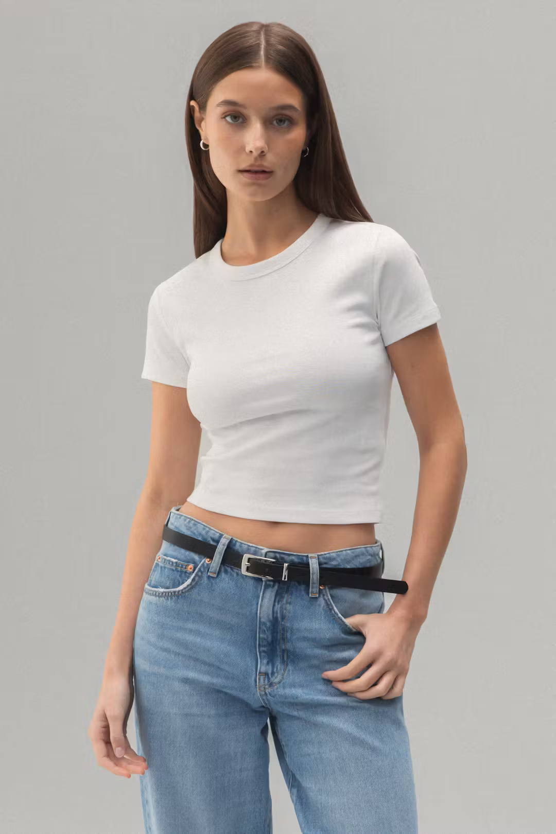 Vit basic tight top för dam