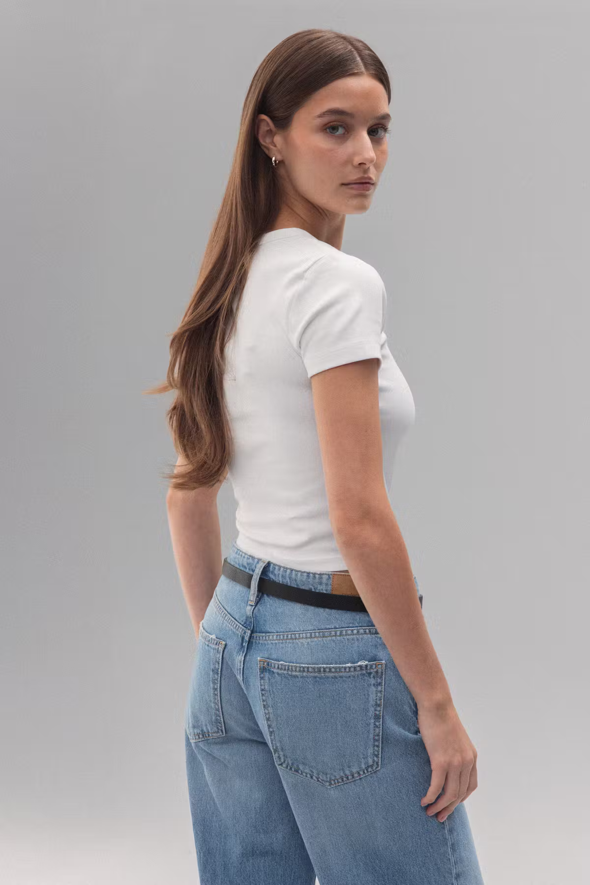 Vit basic tight top för dam