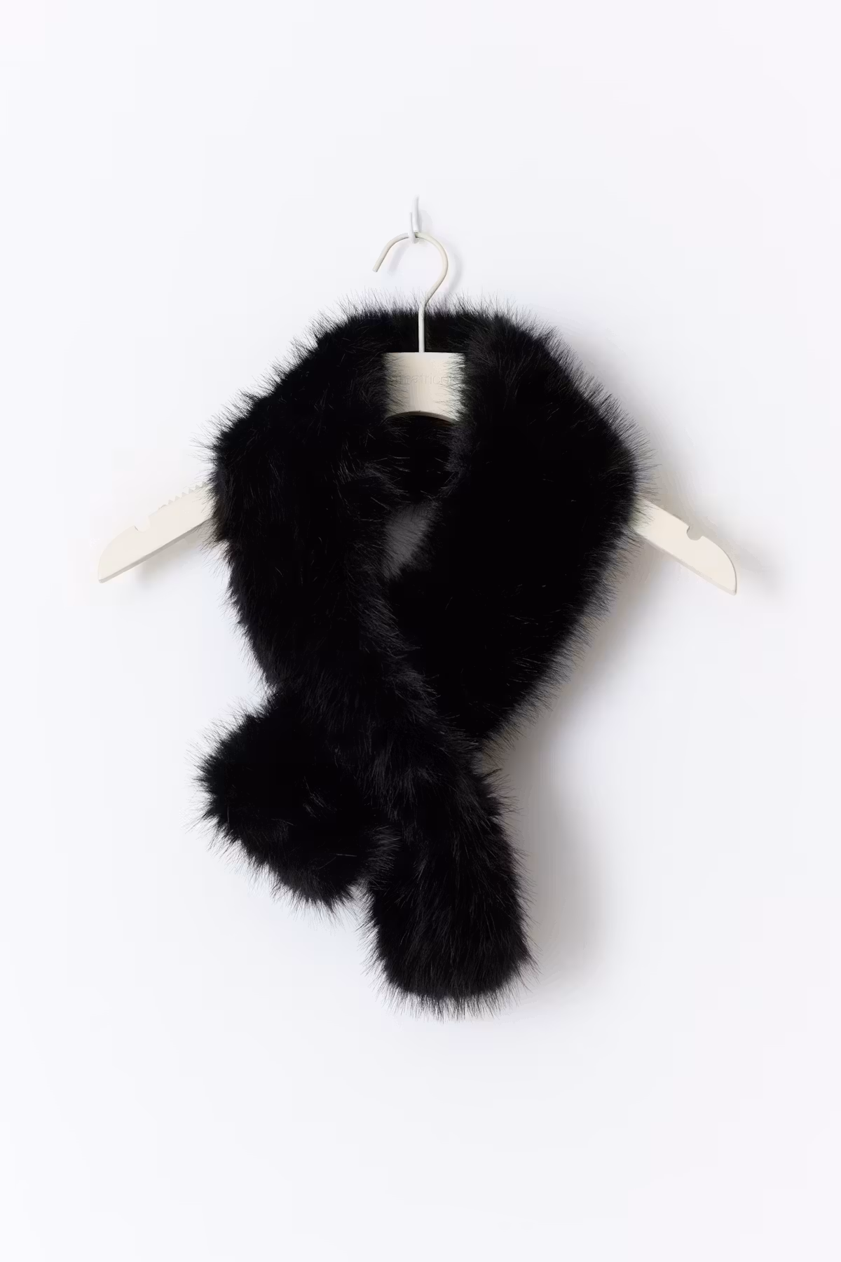 Plyschscarf i fuskpäls, svart för dam