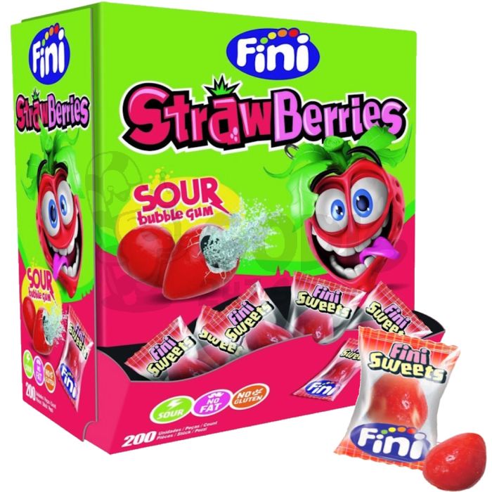 Fini Sura Jordgubbstuggummin, 5 g, 200 st