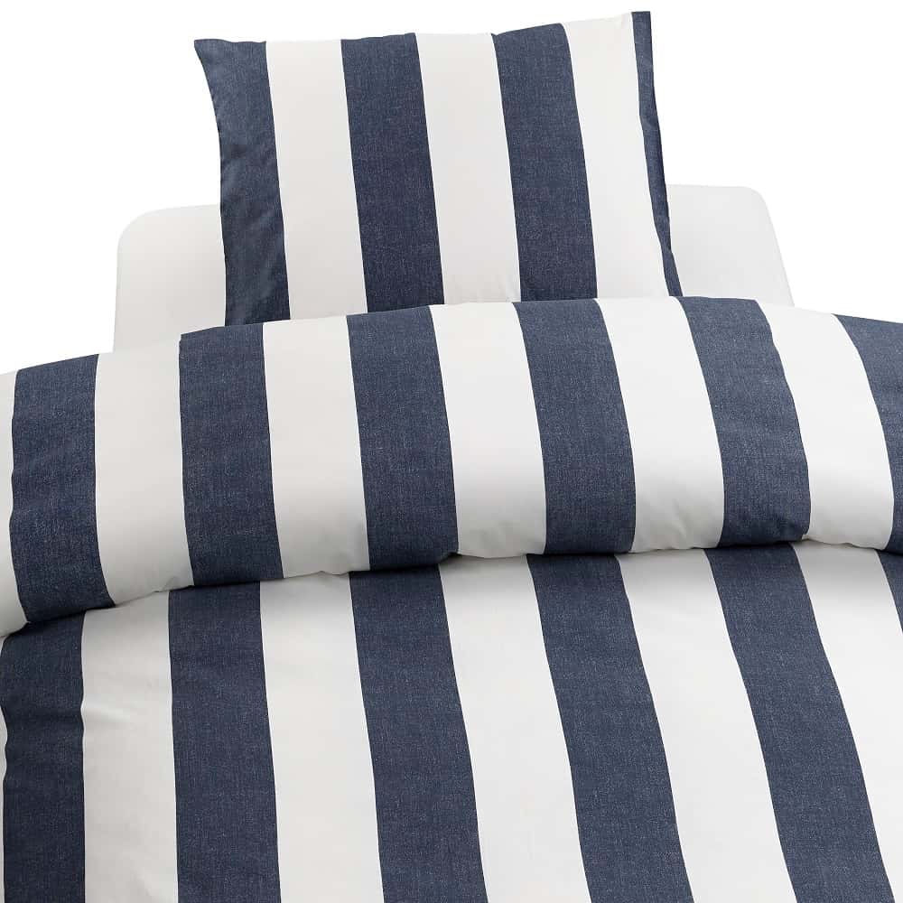 Borganäs Påslakanset Block Stripe Blå