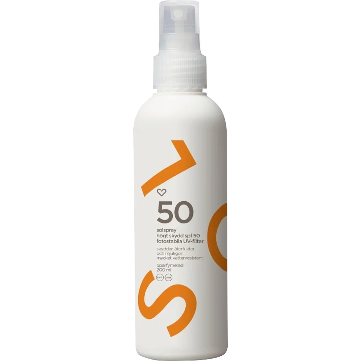 Hjärtats Oparfymerade Solspray SPF 50, 200 ml