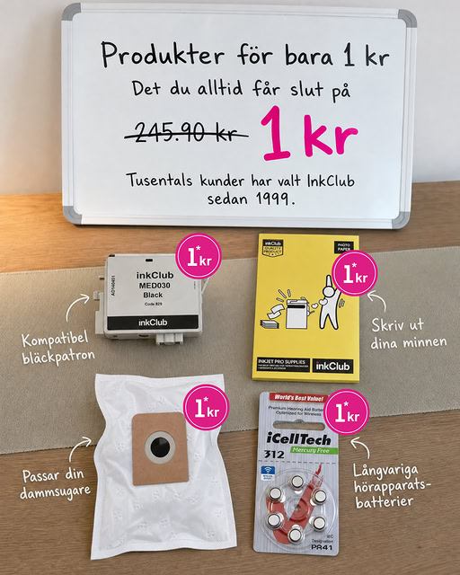 inkClub – välj en vara för 1 kr hos inkClub