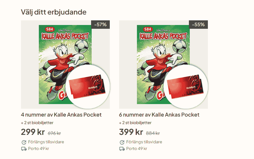 Prenumeration på Kalle Ankas Pocket