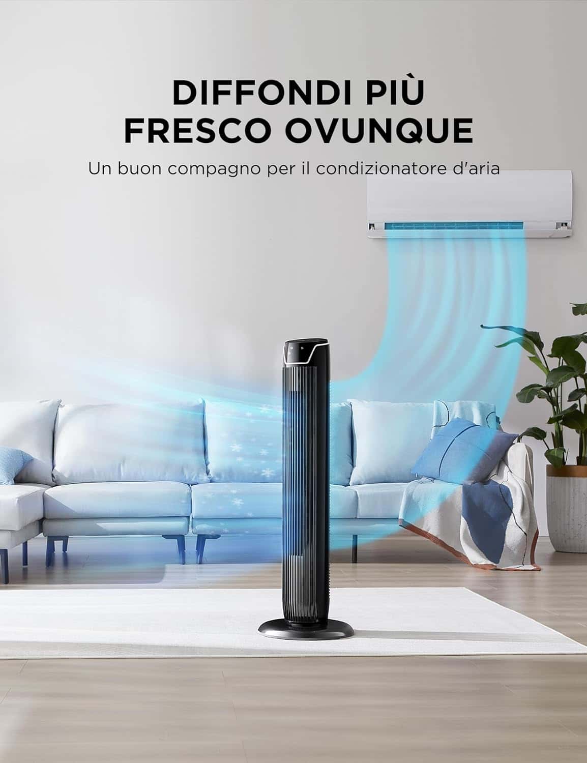 Midea FZ10-17JR Black Tower Fan