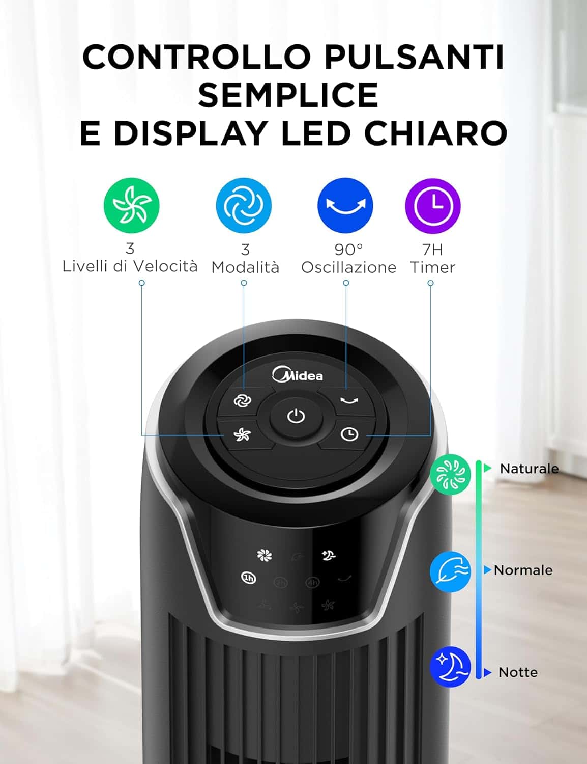 Midea FZ10-17JR Black Tower Fan
