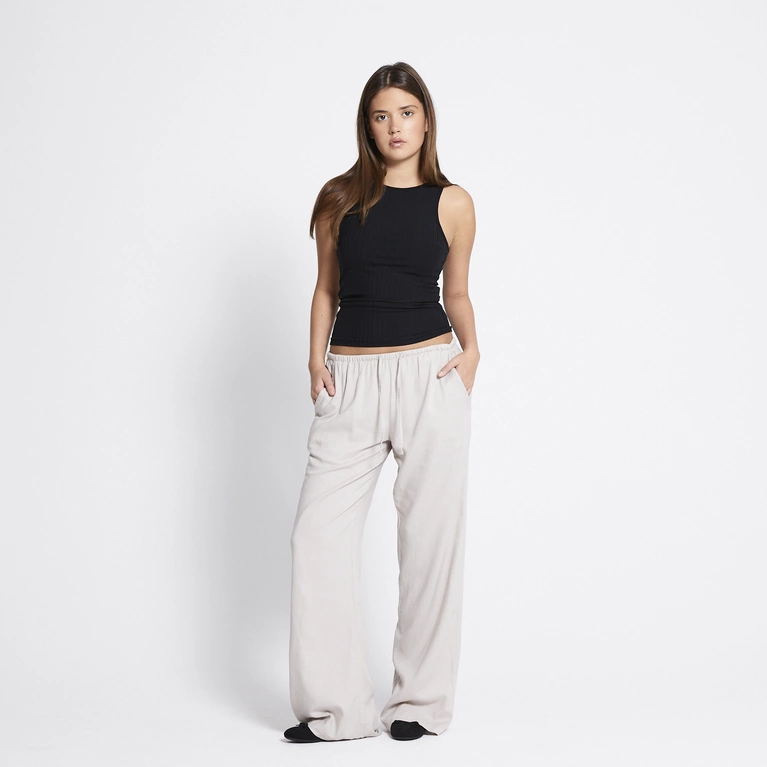 Donna Linen Blend Straight-Leg Pants