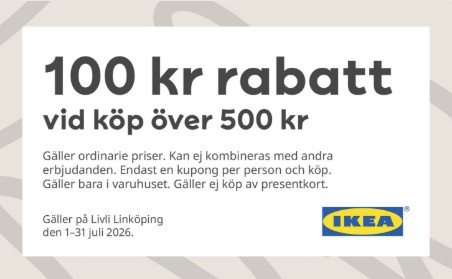100 kr rabatt vid köp över 500 kr hos IKEA - Livli Linköping