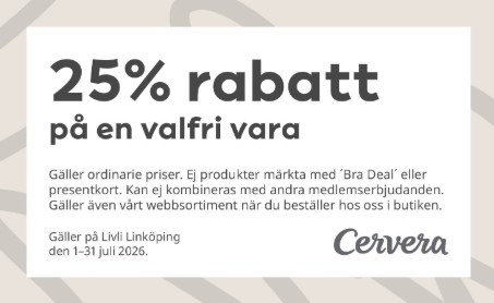 25% rabatt på valfri vara hos Cervera - Livli Linköping
