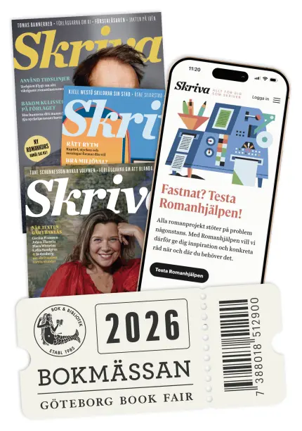 Skriva nr 195 med bokmässebiljett på köpet