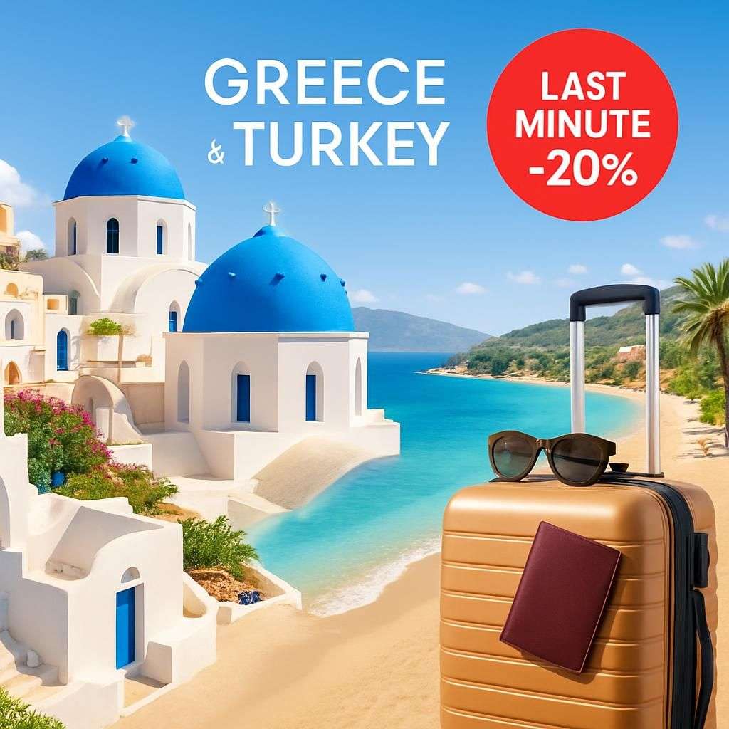 600 kr extra rabatt per person på sista minuten‑resor till Grekland och Turkiet. 