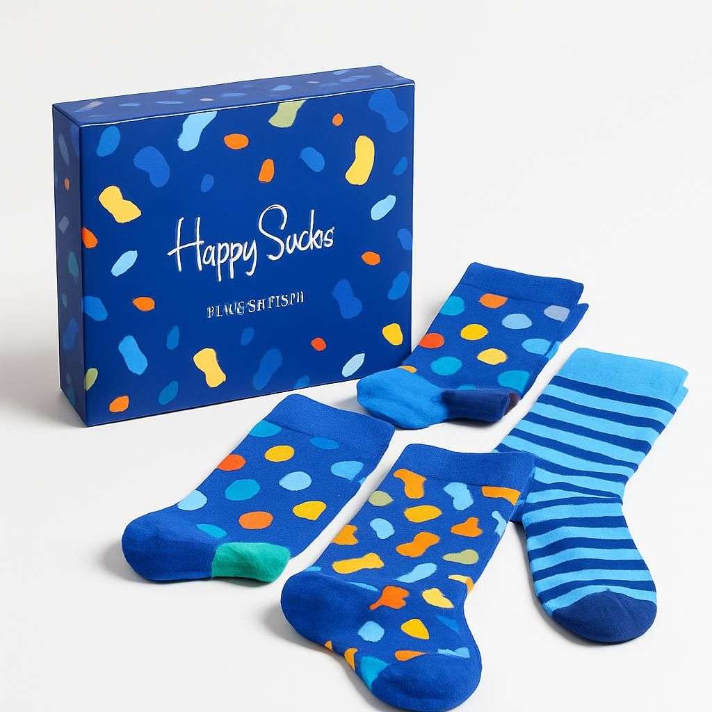 Happy Socks 4-Pack Blue Gift Set