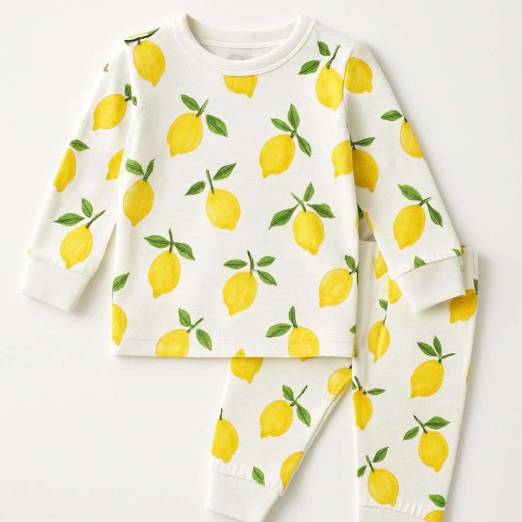 Bomullspyjamas med tryck - Vit/Citroner - BARN | H&M SE