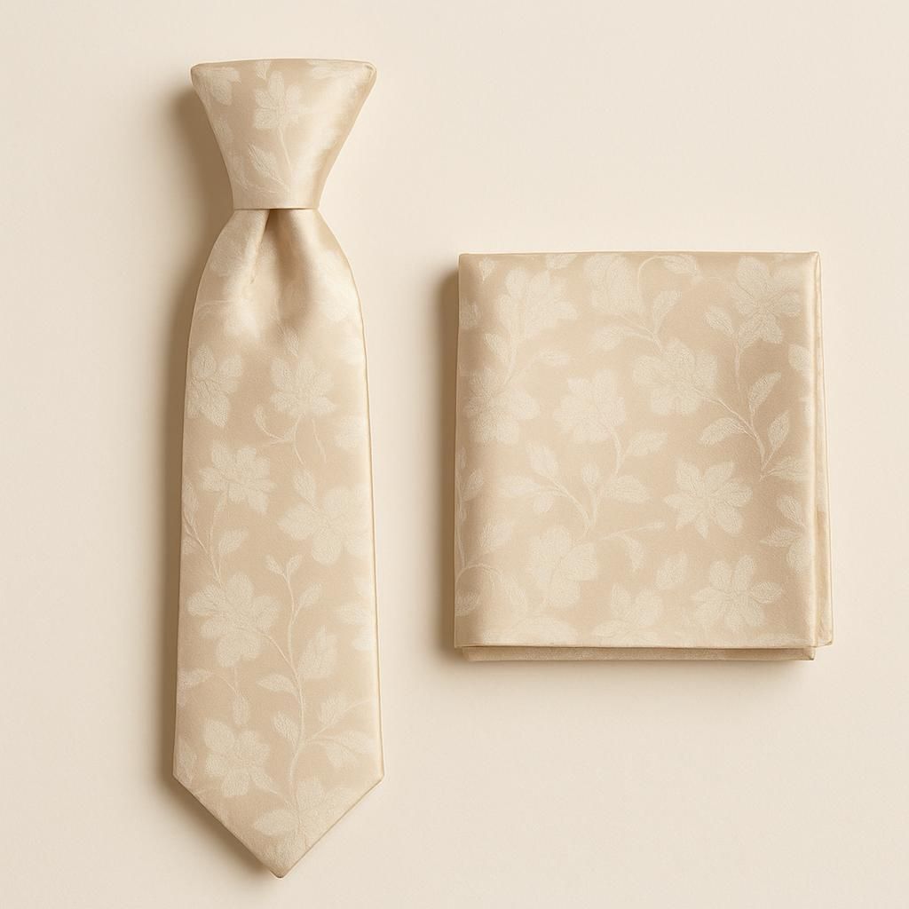 Portia 1924 Beige Floral Tie Set