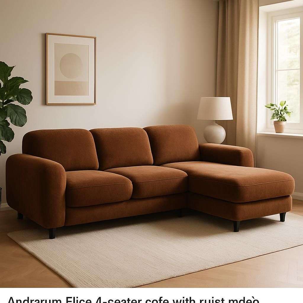 Andrarum Elise 4-sits Soffa med Divan Höger Brun