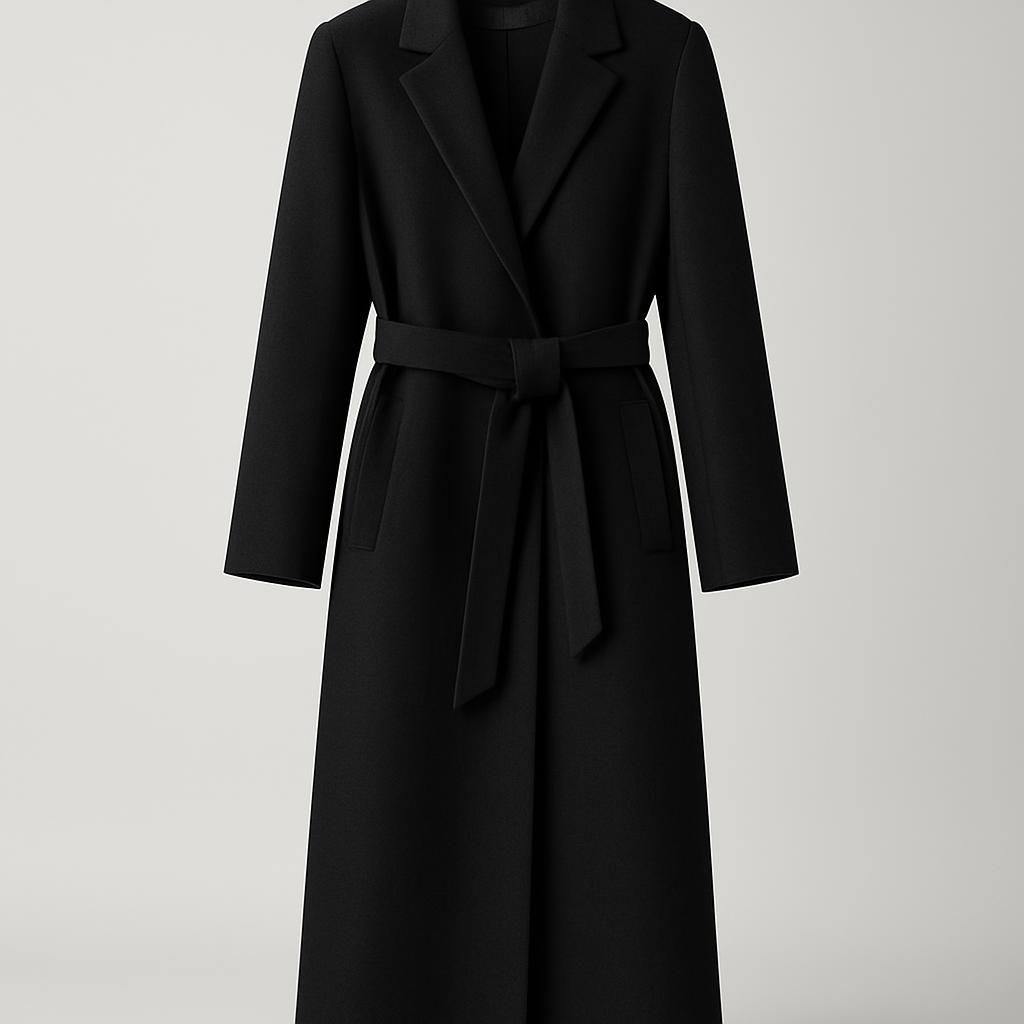 Svart Kappa med Elegant Bälte