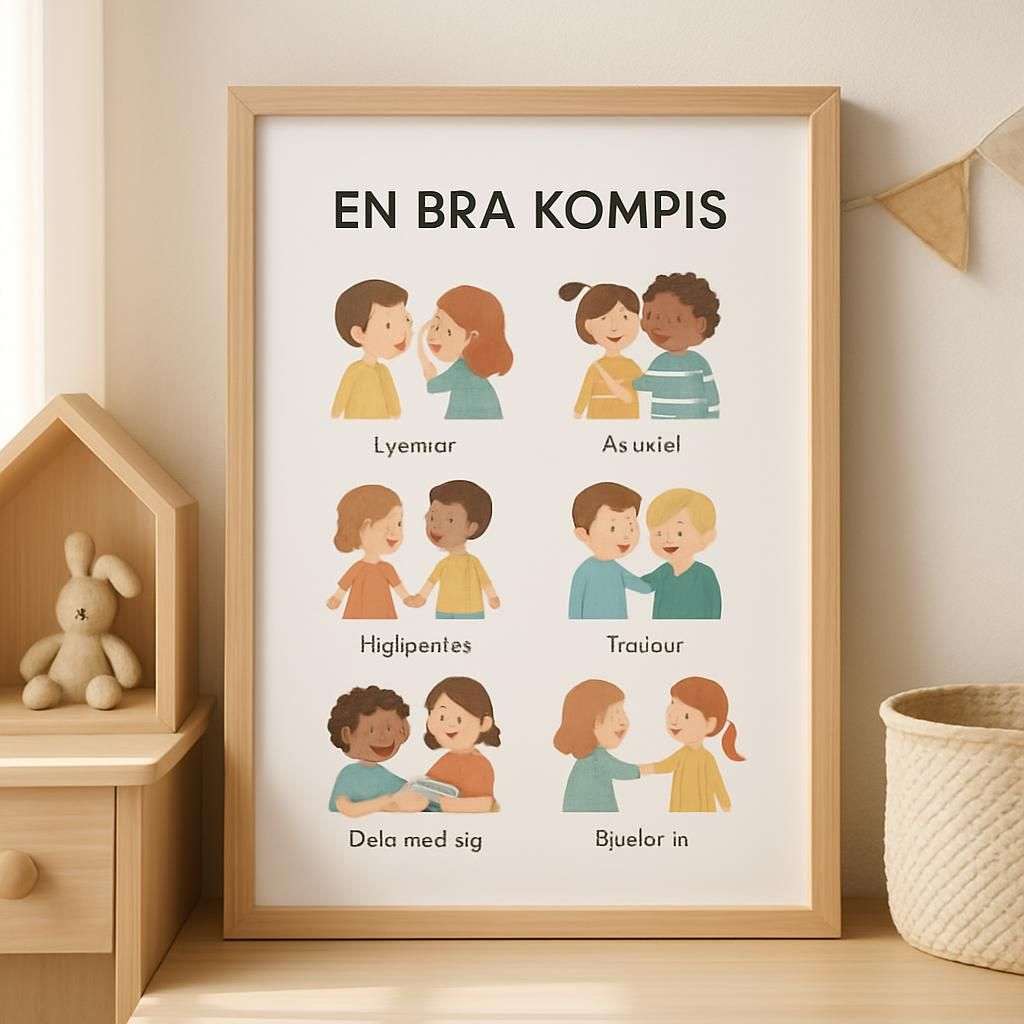 Kunskapstavlan® En bra kompis i samarbete med Friends - Viktig poster till barnrummet - 30x40, 40x50