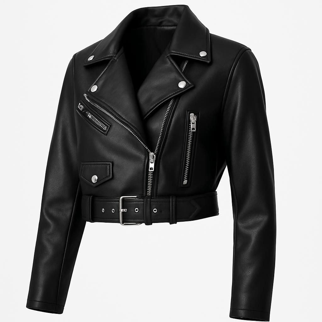 Jackets & Coats | Belted Cropped Faux Leather Biker Jacket | NastyGal