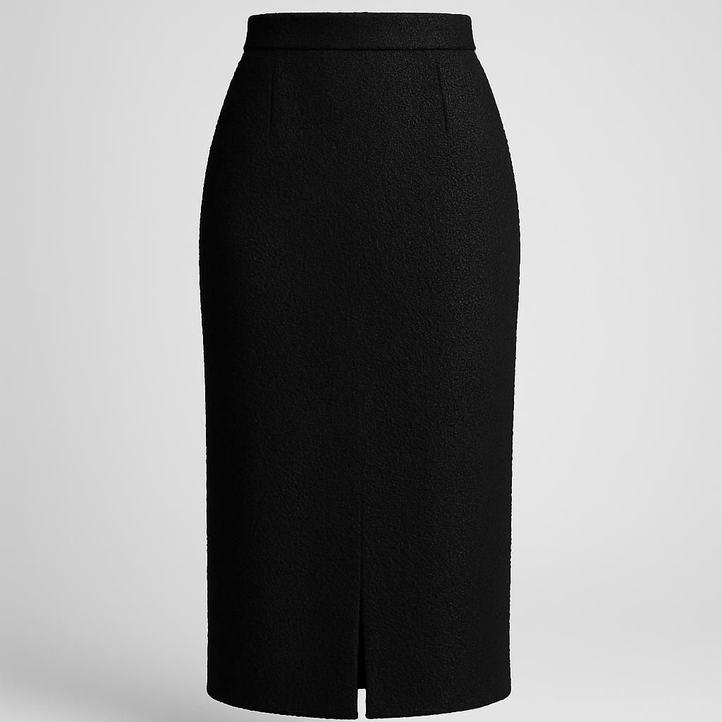 Elegant svart strukturerad midikjol dam
