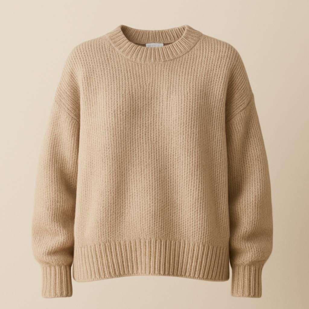 Beige Oversized Knitted Sweater
