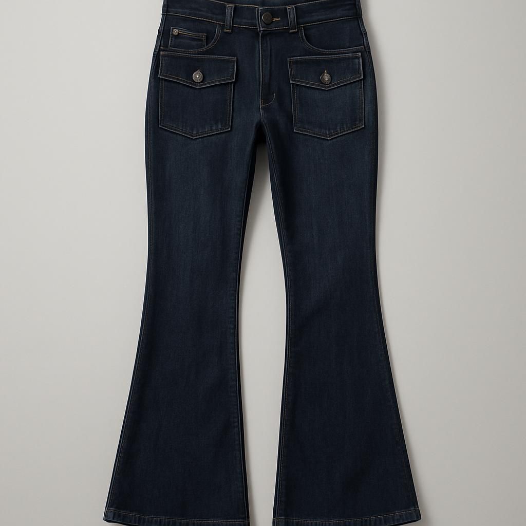 Chunky blå jeans med låg flare