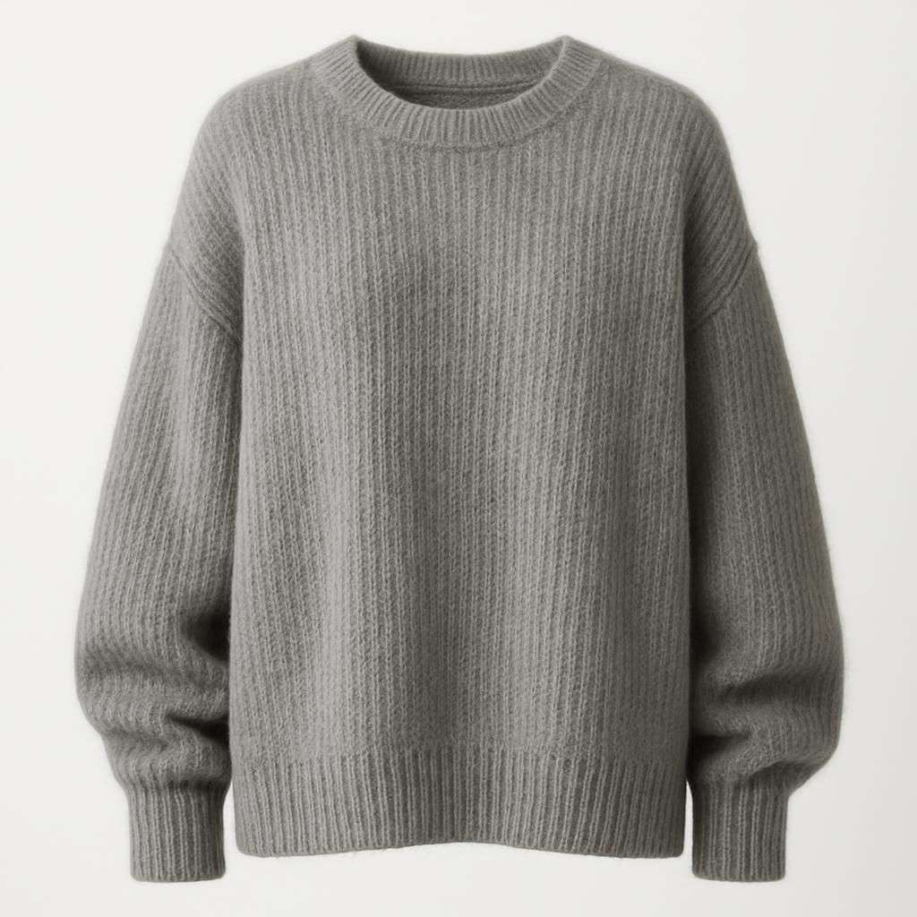 Oversized grå stickad tröja i alpackamix