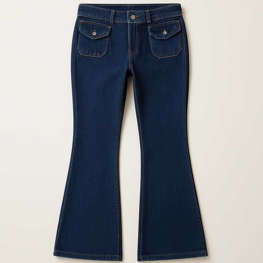 Chunky Low Flare Jeans Blå