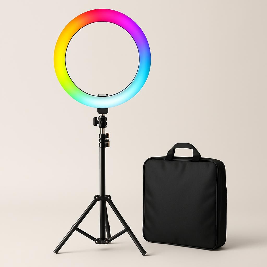 Dacota Platinum 33 cm RGB-ringlampa med stativ